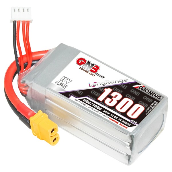 GAONENG GNB 1300MAH 11.4V HV 3S 50C 100C HV XT60 LiPo batteria Soft Pack a lungo raggio FreeStyle FPV DRONE LiHV ad alta tensione